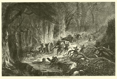 1863年8月、山を越えて砲兵を引きずる 作： American School