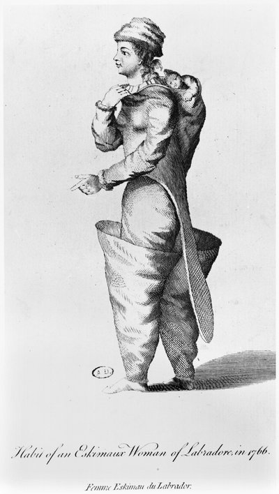 ラブラドールのエスキモー女性のドレス、1766年 作： American School