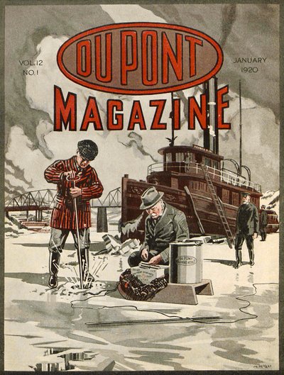 デュポンダイナマイト、デュポンマガジンの表紙、1920年1月 作： American School