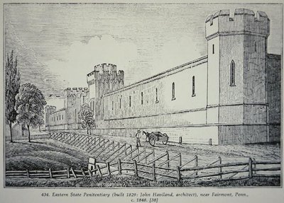 ペンシルベニア州フェアモント近くのイースタン州立刑務所、1848年頃（彫刻） 作： American School