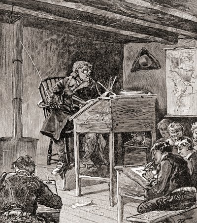 18世紀と19世紀の教育、1905年出版の『わが国の歴史』より（木版画） 作： American School