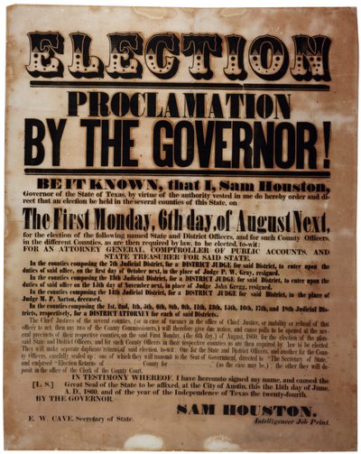 知事による選挙宣言！ （南北戦争前の選挙）、1860年6月15日 作： American School