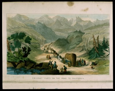 1596年のカリフォルニアへの道の移民党、カリフォルニアからの挿絵、その過去の歴史、現在の位置、GAフレミングによるその将来の展望、1850 作： American School