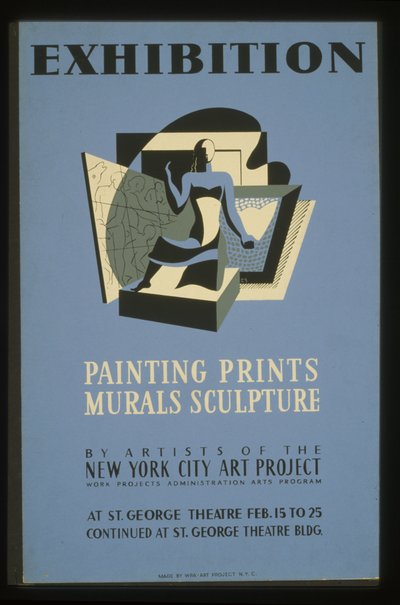 ニューヨーク・シティ・アート・プロジェクトのアーティストによる絵画、版画、壁画、彫刻の展示 作： アメリカの学校