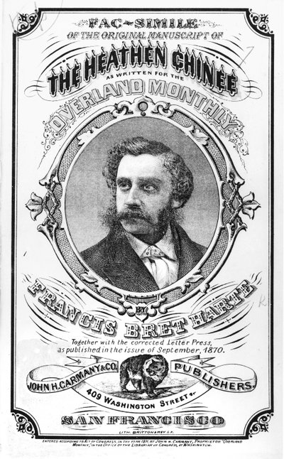 1871年「オーバーランドマンスリー」からのフランシスブレットハート（1836-1902）による「The Heathen Chinee」の原本の複製 作： American School
