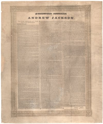 アンドリュージャクソンの別れの住所、1837 作： American School
