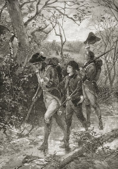 「アメリカの簡単な歴史」からの自由の父と息子、ASバーンズウント社によって1885年に発行（リソ） 作： American School