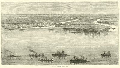 1864年8月、モバイルベイの連邦艦隊 作： American School