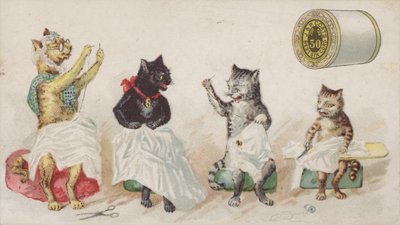 4つの忙しい猫の縫製 作： American School