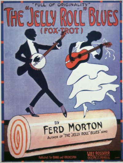 ジェリー・ロール・モートン(1890-1941)の「The Jelly Roll Blues」の表紙 1915年(カラーリトグラフ) 作： American School