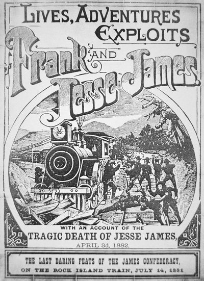 フランク＆ジェシー・ジェームズの生活、冒険、探検」の表紙 作： American School