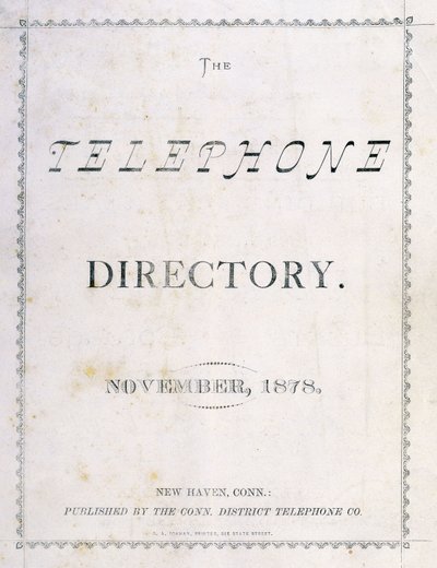 1878年11月の「電話帳」の表紙 作： American School