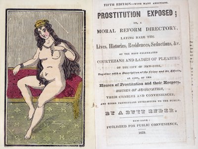 A.バットエンダーによって公開された売春への口絵とタイトルページ、ニューヨーク1839年公開 作： American School