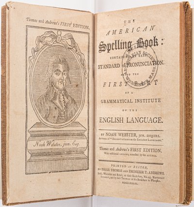 ノア・ウェブスター、ボストン、1789年の「TheAmericanSpellingBook」の口絵 作： American School