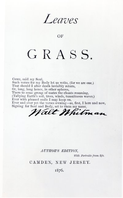 Walt Whitman（1819-92）による草の葉への口絵、パブ。 1876年に 作： American School