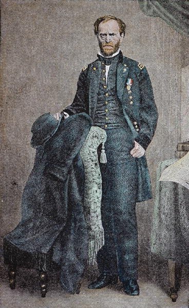 ウィリアム・T・シャーマン将軍（1820-91）（カラーリトグラフ） 作： American School