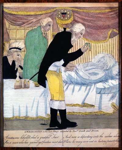 クレイク博士とブラウン博士が出席した最後の病気のジョージワシントン、1799年 作： American School