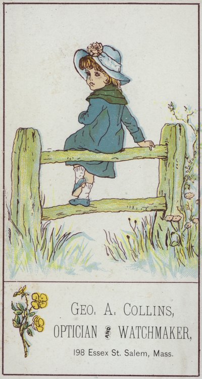 フェンスに座っている女の子 作： American School