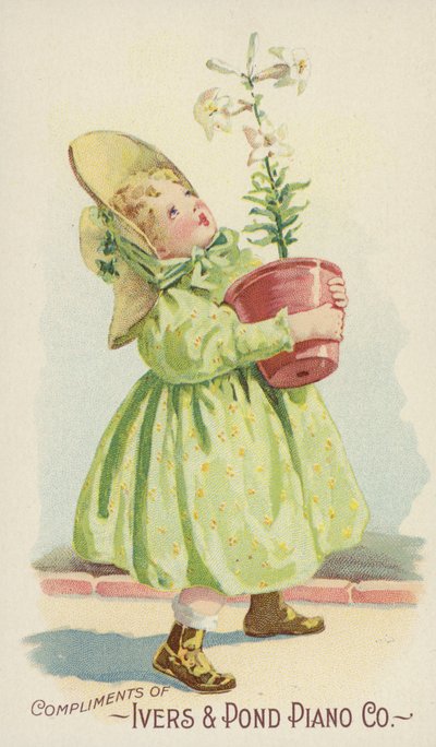 植木鉢を保持している女の子 作： American School