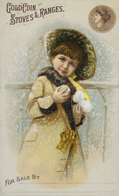 雪玉を抱える少女 作： American School