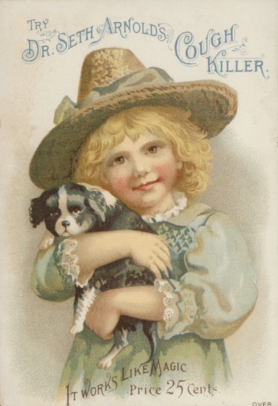子犬を保持している麦わら帽子の少女 作： American School