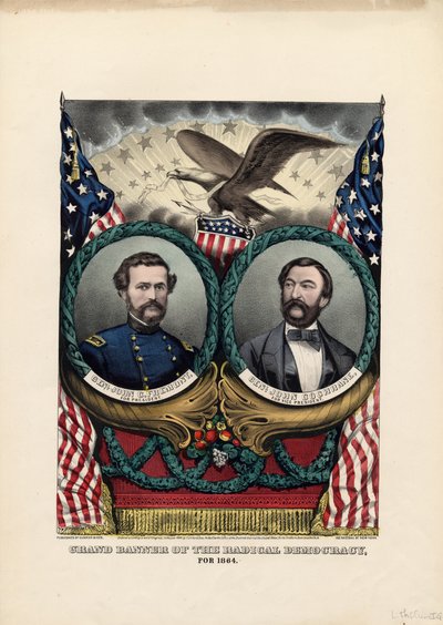 過激な民主主義の壮大な旗、1864年のパブ。 Currier＆Ives、1864年 作： American School