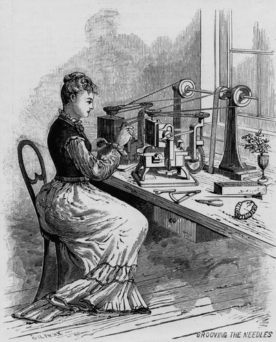 Scientific American誌のミシン製造を示すイラスト、1879年 作： American School