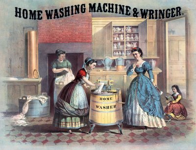家庭用洗濯機と絞り器、1869年頃 作： American School