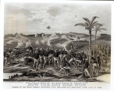 &39;How the Day was Won&39;、Charge of the Tenth Cavalry Regiment at San Juan Hill、Santiago、Cuba、July 1st 1st、pub。 1899 作： American School