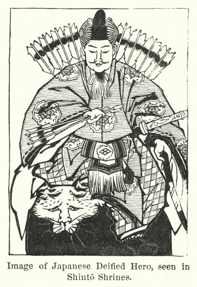 神社で見られる日本の神格化されたヒーローのイメージ（彫刻 作： American School