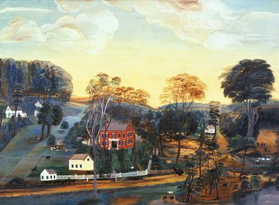 アイザック・パワーズ農場と鉱山、1800年頃（油彩・キャンバス） 作： American School