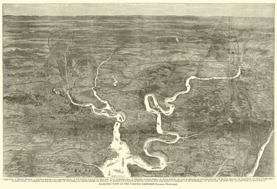 1864年6月、西向きのバージニアキャンペーンの等角図 作： American School