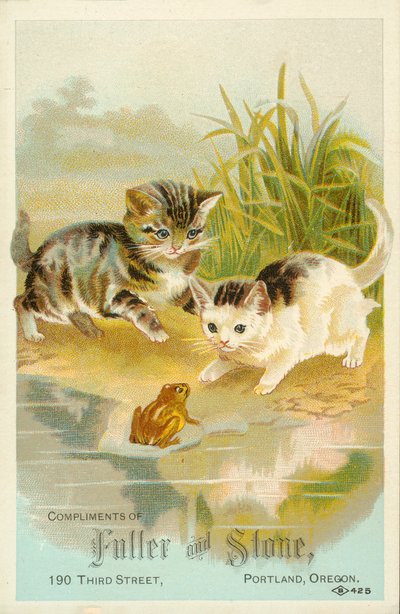 子猫とカエルの出会い（クロモリト） 作： American School