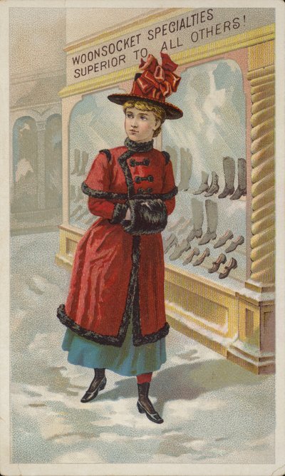 雪の中で女性のウィンドウショッピング 作： American School