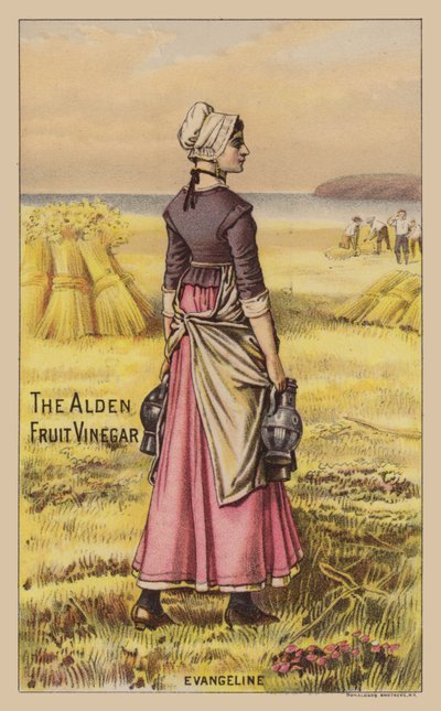 酢の瓶を保持しているフィールドの女性 作： American School