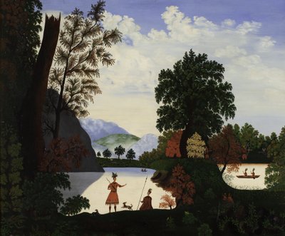 インディアンのいる風景、1880 作： American School