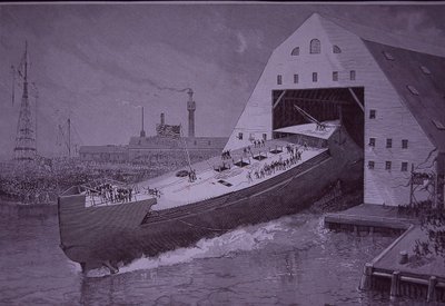沈没する8年前のUSSメイン号の進水式 作： American School