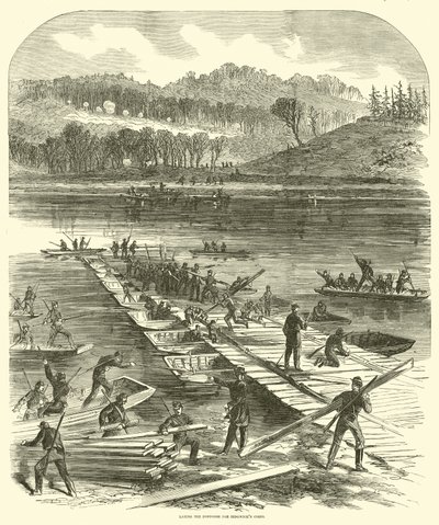 1863年4月、セジウィック軍団のポンツーンを置く 作： American School