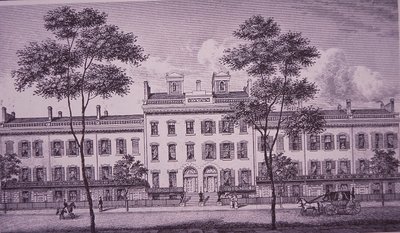 1831年のルロイ・プレイス、現在のグリニッジ・ビレッジのブリーカー・ストリートの一部（刻印 作： American School