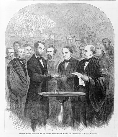 リンカーンは2番目の就任式、1865年3月4日、1865年に宣誓 作： American School