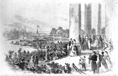 フランクレスリーのナポレオン皇帝（1808-73）のリンカーンホワイトハウスレセプション図解新聞1861年8月17日 作： American School