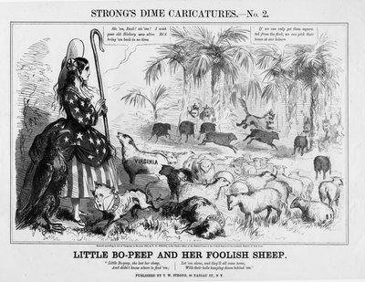 リトルボーピープと彼女の愚かな羊、TWストロング、ニューヨーク、1861年発行 作： American School