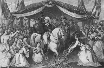 ジョージ・B・マクレラン少将、パブ。1861年（エングレーヴィング） 作： アメリカの学校