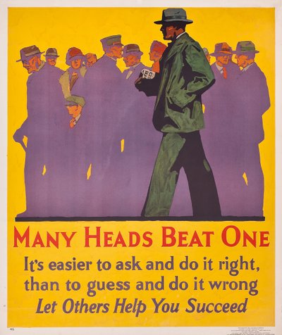多くの頭が1つを打ちます。 1929年の仕事のインセンティブポスター 作： American School
