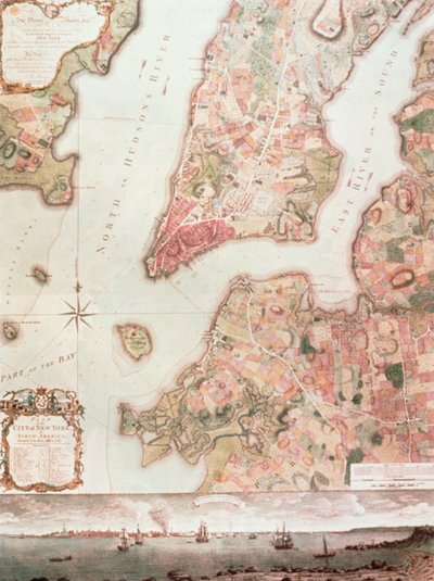 1766-67年のニューヨークの地図（水彩・紙 作： American School