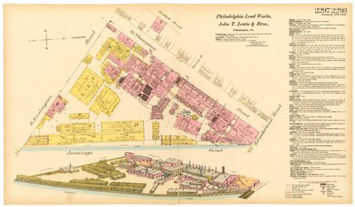 フィラデルフィアリードワークスの地図、1889年 作： American School