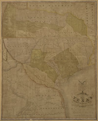テキサス州の地図と隣接する州の一部 作： American School