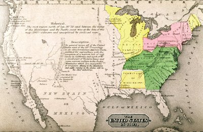 ジョンワーナーバーバーとヘンリーヘアによる1863年の「米国全体：米国の過去と現在、歴史と記述」からの米国の地図、1861年 作： American School