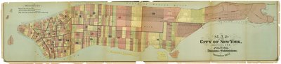 ニューヨーク市の地図で、その政治的区分と細分化を示す 作： American School