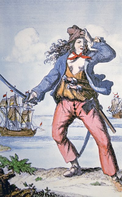 女海賊「メアリー・リード」（彩色済み彫刻 作： American School